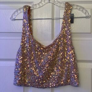 Forever 21 Light Pink/Tan Sparkle Top